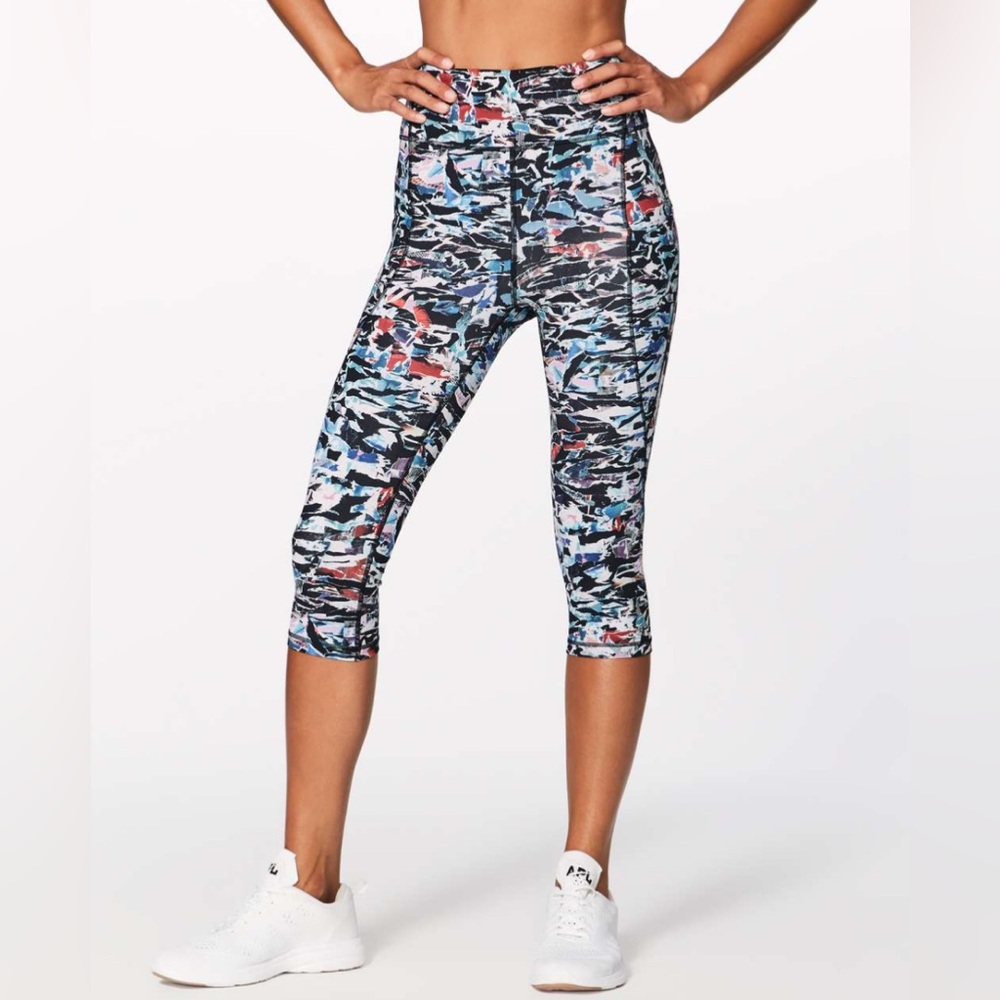 Lululemon Break Free Crop Leggings Culture Clash Starlight Black Size 6